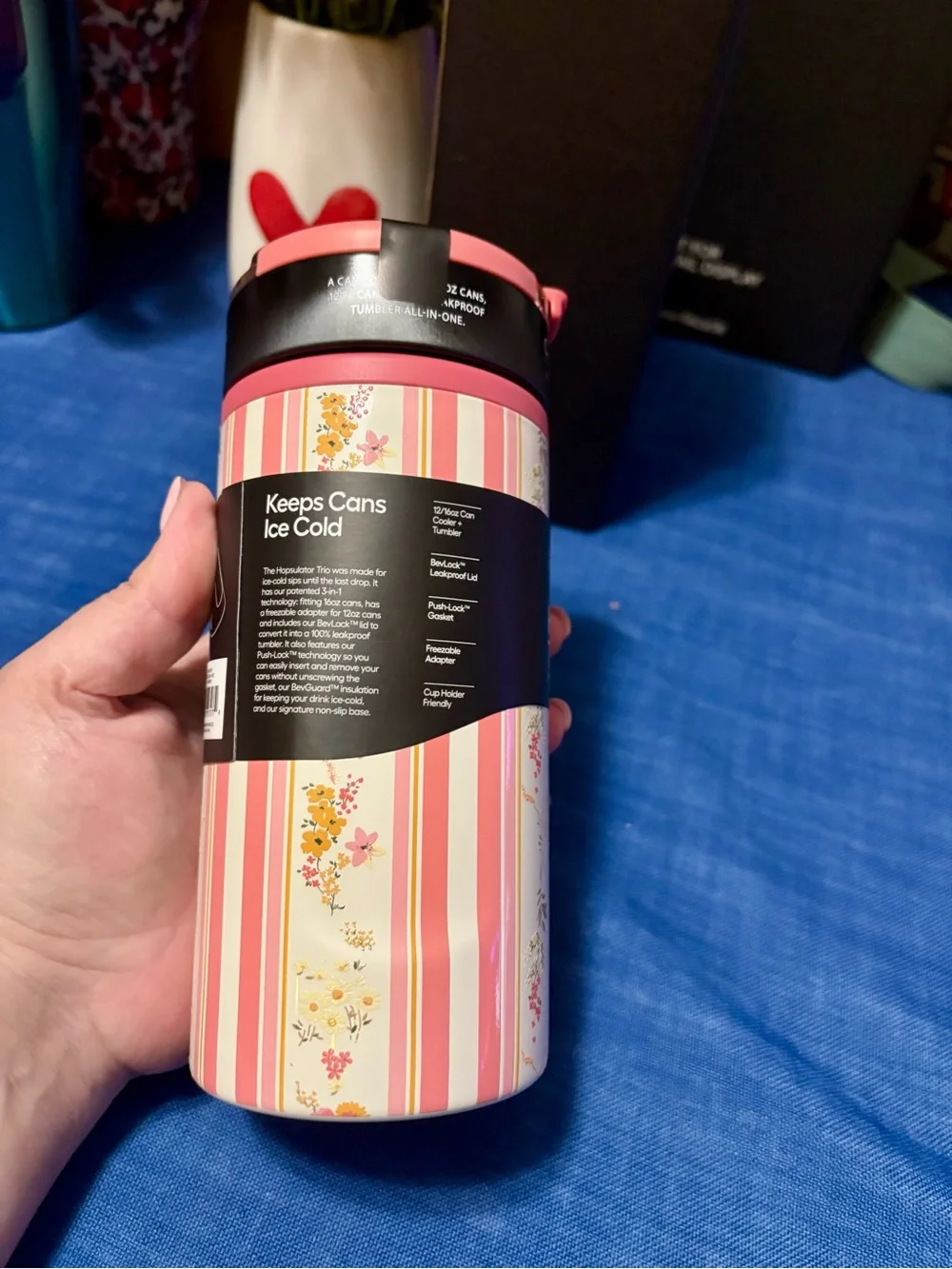 Brumate Cascading Floral 16oz Hopsulator Trio 3-in-1 Can Cooler